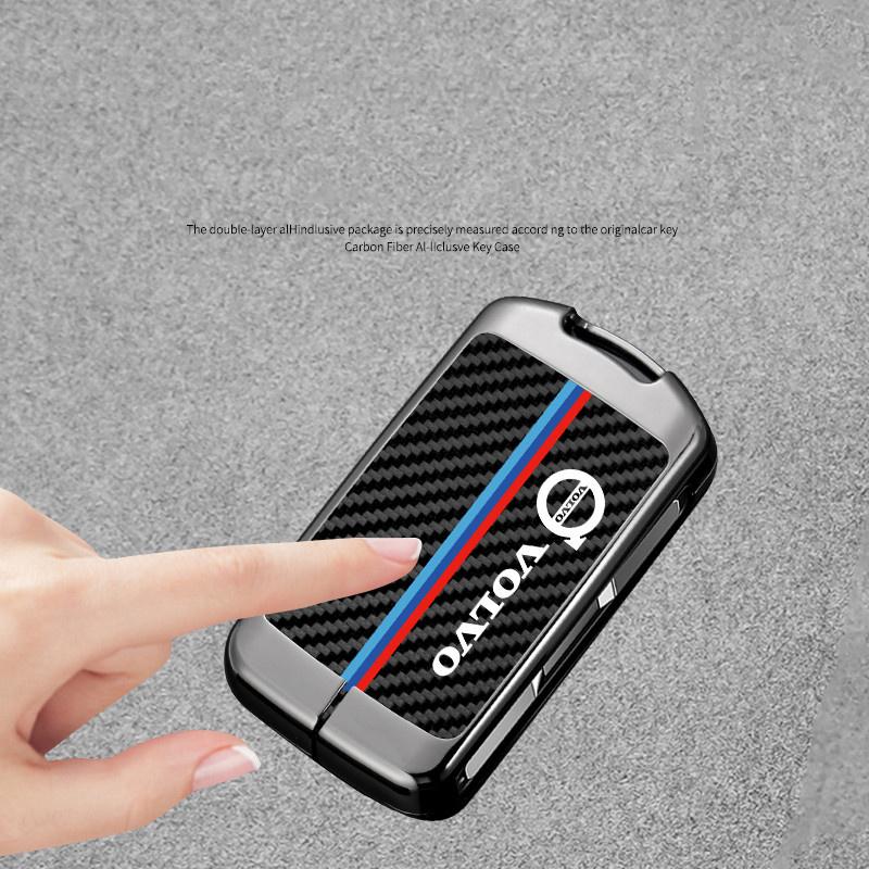 Carbon Fiber Car Smart Key Case Full Cover Protective Shell For Volvo XC40 XC60 S90 V90 XC90 2016 2017 2018 Keychain Accessories