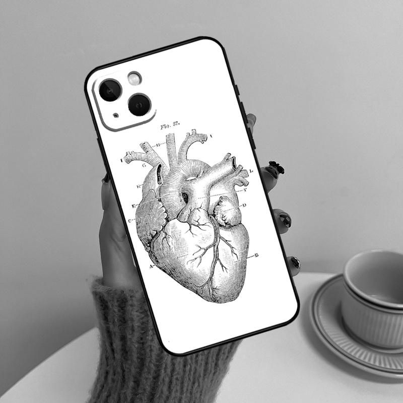 Human Heart Anatomy Phone Case For iPhone 14 Pro Max 17 Air 16 15 11 12 13 Pro Max mini 16 Plus 16e Cover Funda