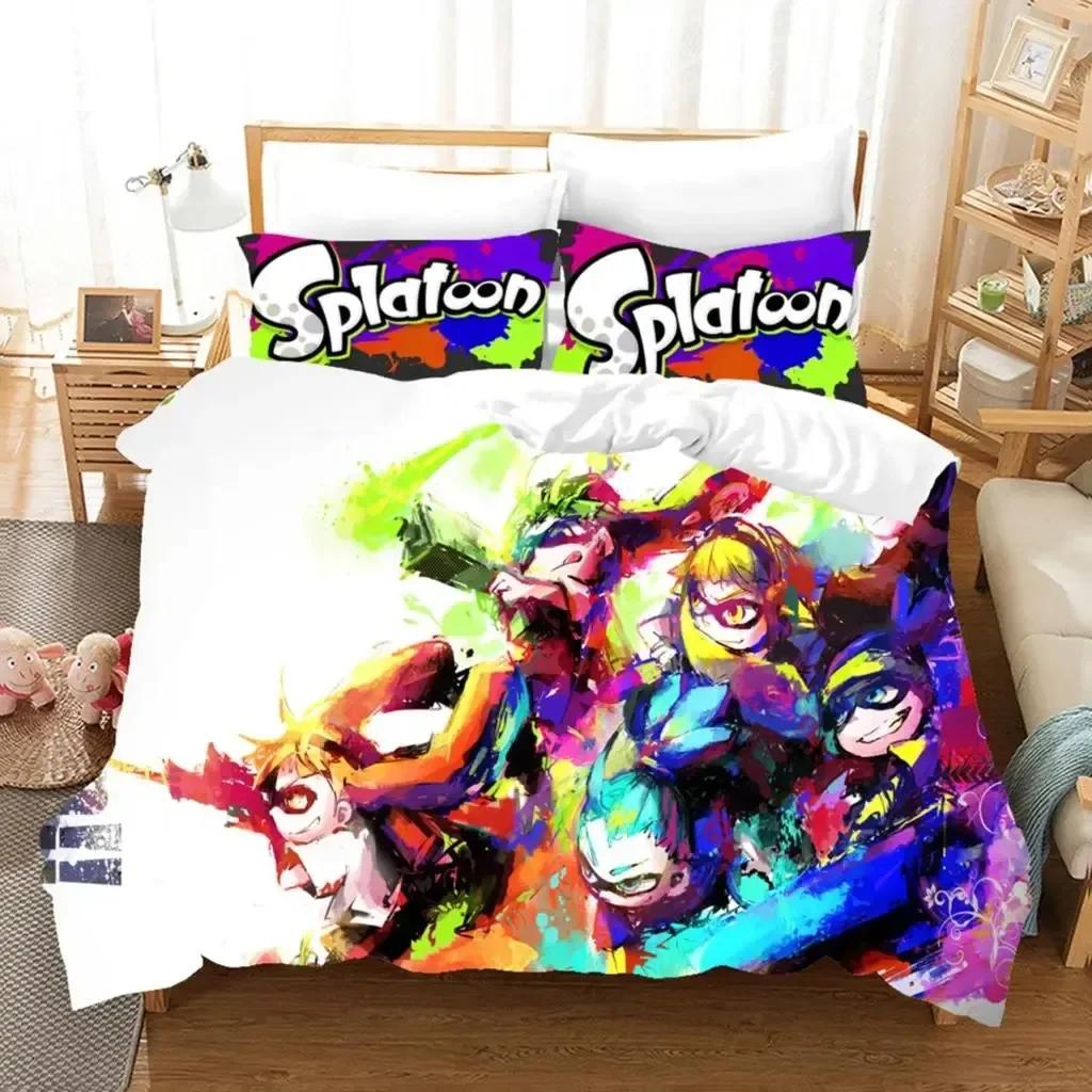 Splatoon Bedding Set Single Twin Full Queen King Size Kawaii Boysgirls Bed Set Aldult Boys Bedroom Duvetcover Sets 3D Print 011