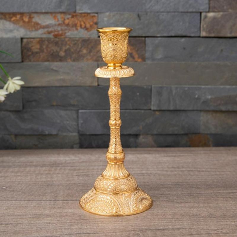 Elegant European Engraved Pattern Taper Candle Holders Antique Metal Candlestick Candelabra For Table Centerpieces