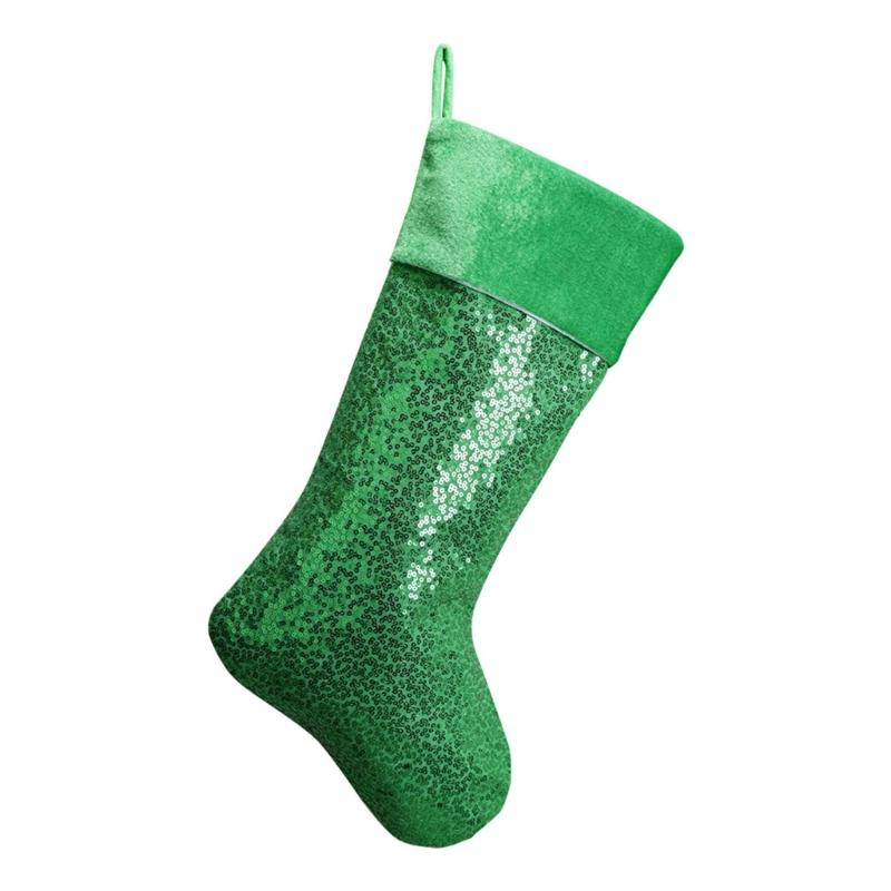 Present Bag Large Colorful Sequins Christmas Stocking for Family Celebration Holiday Indoor and Outdoor Decoration