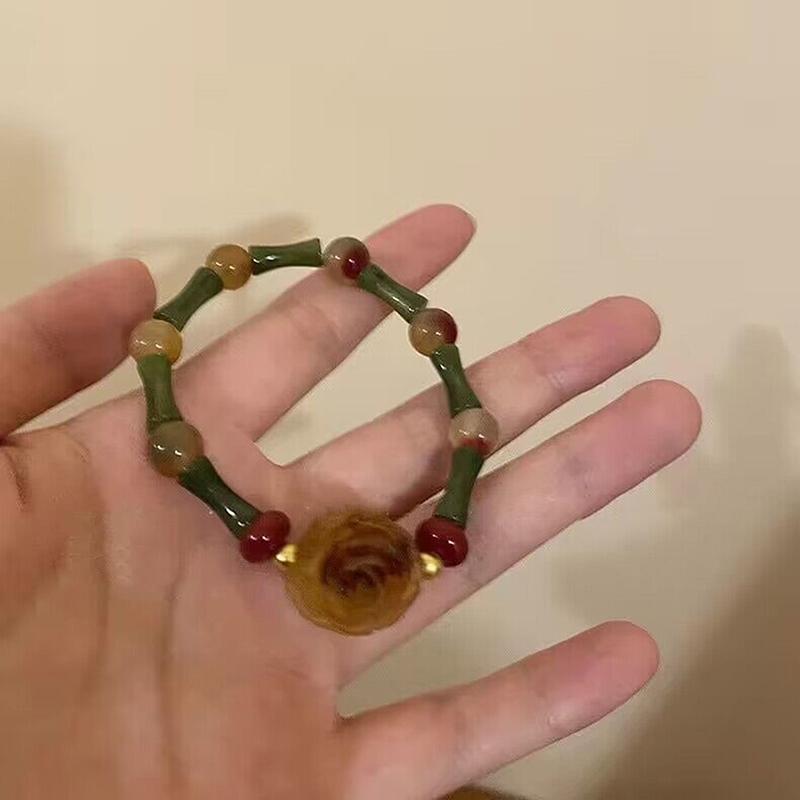 Vintage Design Black Bead Bracelet Light Luxury Elastic Pendant Chain Bracelet Couple Bracelets Girls Women Jewelry Accessories
