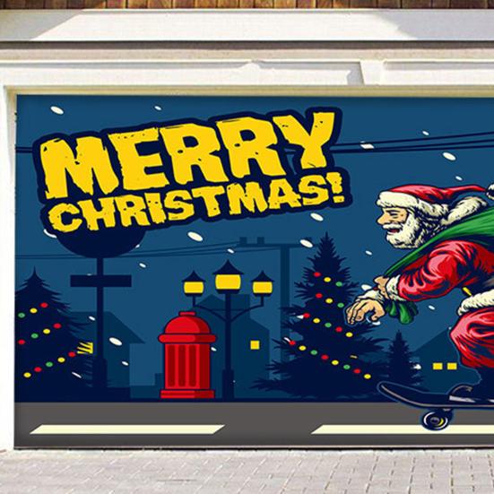 Christmas Garage Door Cover Large Christmas Banner Backdrop Decoration for Indoor Outdoor Garage Door Gate Party Wall Decor
