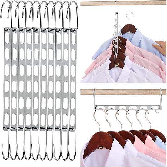 Platzsparende Kleiderbügel, 10er-Pack Kleiderbügel-Organizer Platzsparer, Magische Metall-Faltbare Schrank-Organizer, Mehrere Kleiderbügel in Einem, College
