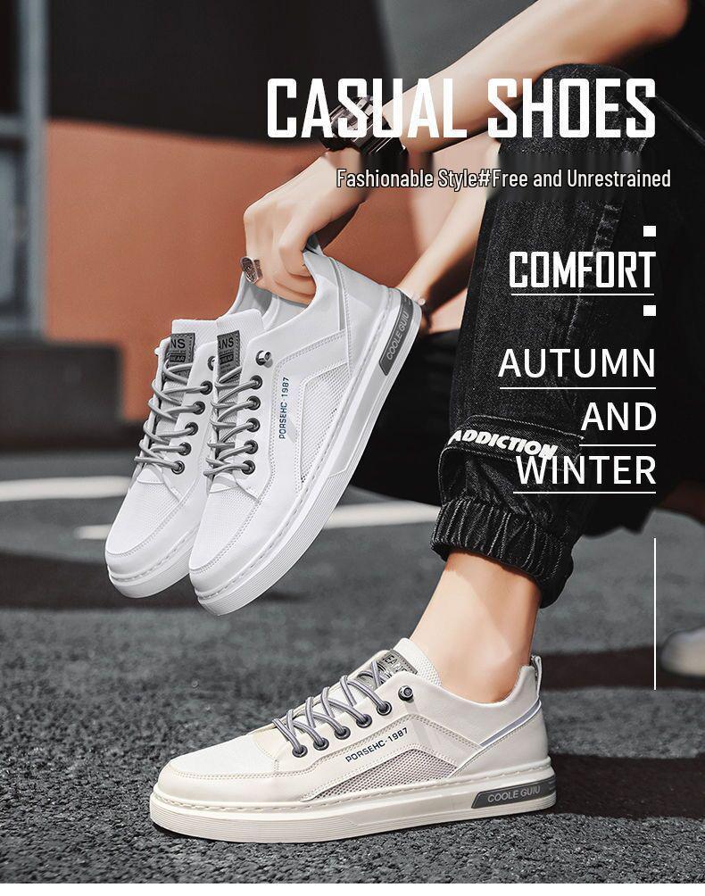 Men's Spring/Summer Breathable Mesh Casual Lightweight Fashion Shoes, Trendy and Versatile for Students, White