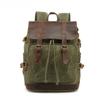Backpack Male Student Backpack Retro Travel Bag Waterproof Canvas with Top Layer Leather Computer Travel Bag