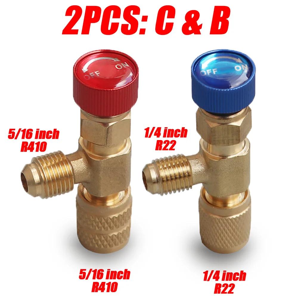 Liquid Safety Valve R410A R22 Air Conditioning Refrigerant 1/4 "Safety Adapter for SAE 1/4" Male Famale Safety Adapter