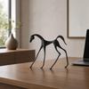 Geometric Horse Figurine Modern Minimalist Alloy Decor Piece Slender Statue for Living Room,