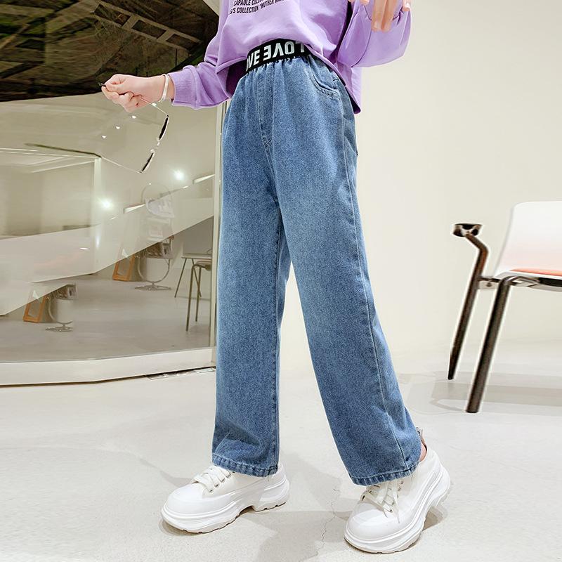 Spring Autumn Teen Girls Denim Pants Children Trousers Fashion Letter Girls Jeans