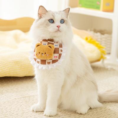 Universal Cute Cat Scarf Puppy Dog Bigbear Pet Bib Elastic Lace-Up Decorative Saliva Towel