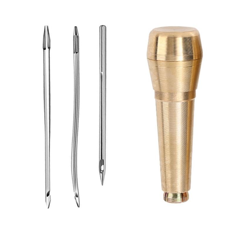 

4/5 шт. Инструмент для сшивания кожи с крючковой иглой, швейные шила, эргономичная металлическая ручка, инструмент для ремонта кожаной обуви для шитья