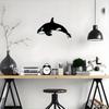Orca Metal Wall Art Black Whale Silhouette Durable Iron Coastal Decor for Ocean Theme Room Beach House Indoor Outdoor Waterproof Gift for Whale Lovers