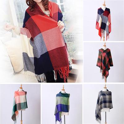 Fashion Women Autumn Plaid Tassel Soft Shawl Wrap Wraps Scarf Scarves