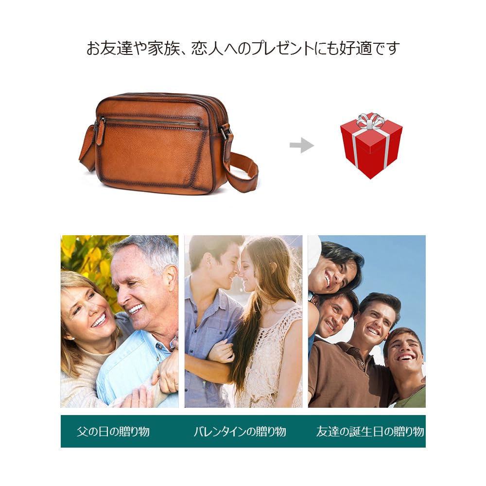 Whatna Antique-Style Tanned Natural Cowhide Leather One-Shoulder Men's Bag, 3-Way, Clutch, Crossbody, Shoulder, Handbag, Body Bag, Chest Bag, Two