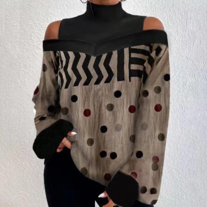 

Женская модная повседневная футболка с длинным рукавом и высоким воротом и топ XXL хаки