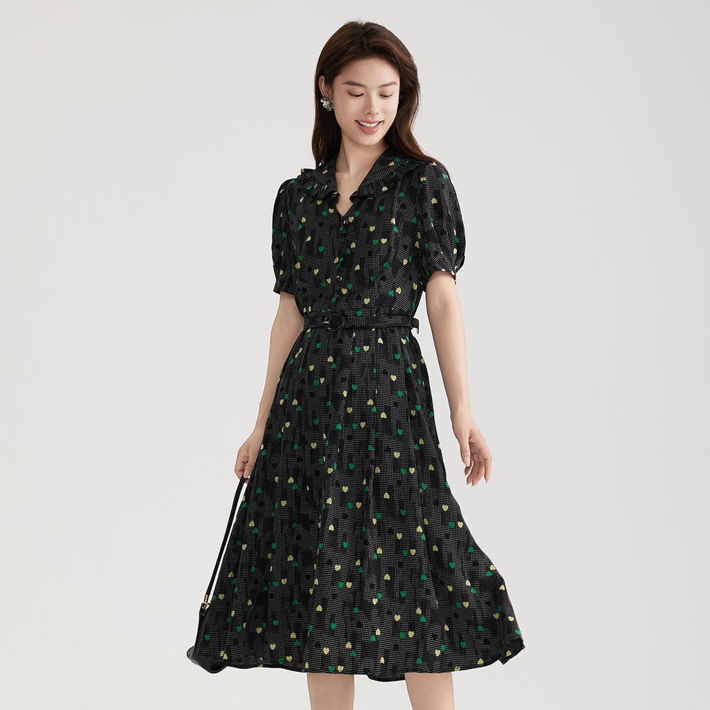 Temperament Thin Short-sleeved Floral Dress for Women In 2026 Summer, with a High-end Feel and a Slimming Effect. Medium To Long Skirt