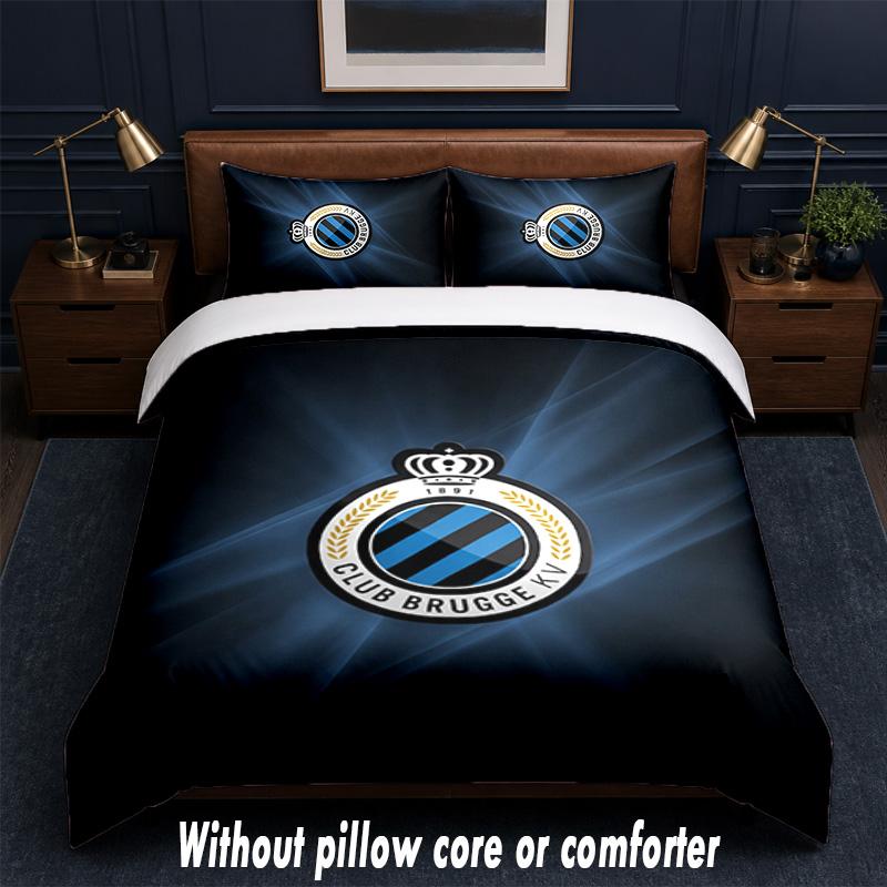Set Biancheria da Letto Design Club Brugge FC 1 Copripiumino + 2 Federe Morbido Traspirante Biancheria da Letto per la Casa