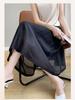 Women's Summer A-line Silk Satin Midi Skirt - High Waist, Solid Color