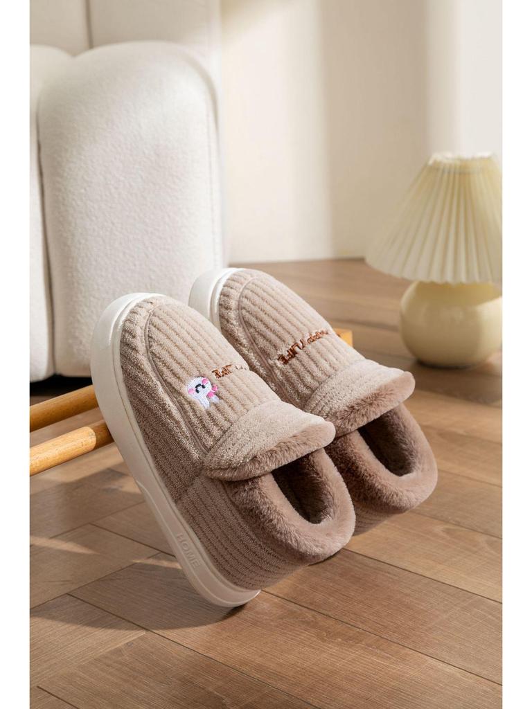 Men's and Women's Thickened Cotton Slippers: Fleece-Lined, Heel-Covering, Warm Indoor Shoes for Winter.