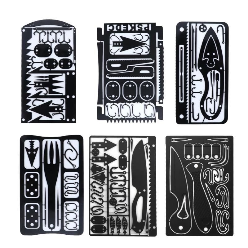 Stainless Steels Fishing Hook Card Outdoor Survivals Multitool Card Survivals Gear Card for Huntings Fishing Hikings