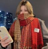 Retro plaid Japanese and Korean atmosphere plaid scarf women's plaid series contrasting color warm shawl student scarf