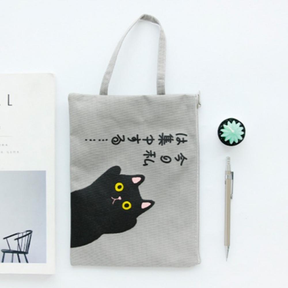 

Zipper Paper Storage Bag Canvas Handbag New Document Bag серый