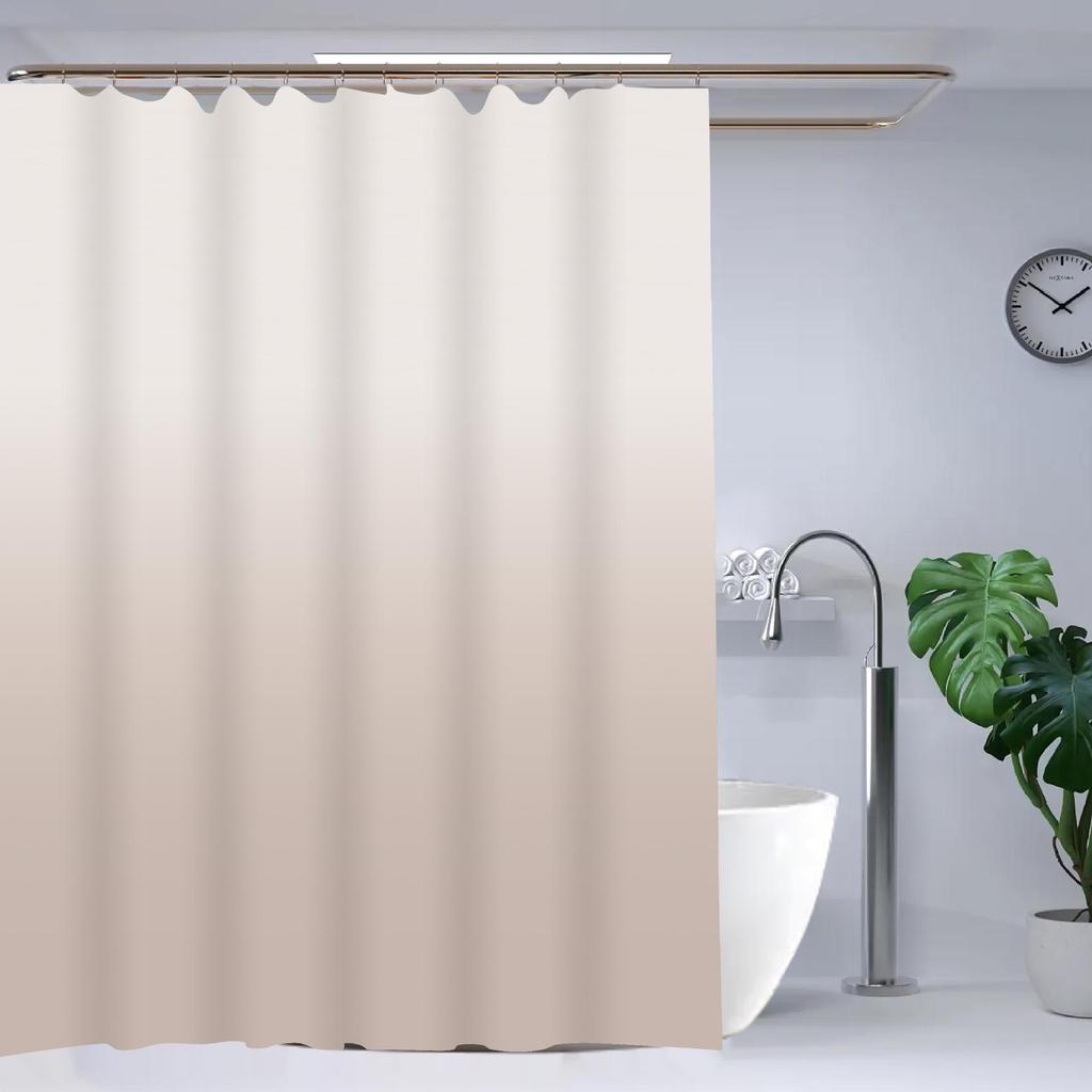 Y Spot PEV Eco-Friendly Waterproof Gradient Shower Curtain with Stainless Steel Buckles, Thick and Soft, Punch-Free Installation