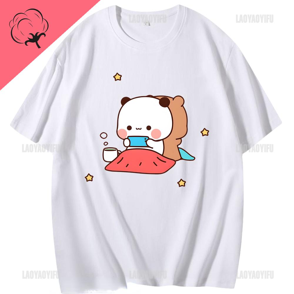 Tricou Kawaii Bubu Dudu pentru fată Tricou cu urs panda din desene animate Îmbrăcăminte unisex Tricou casual de vară Tricou Tricot Femeie Topuri din bumbac Unisex