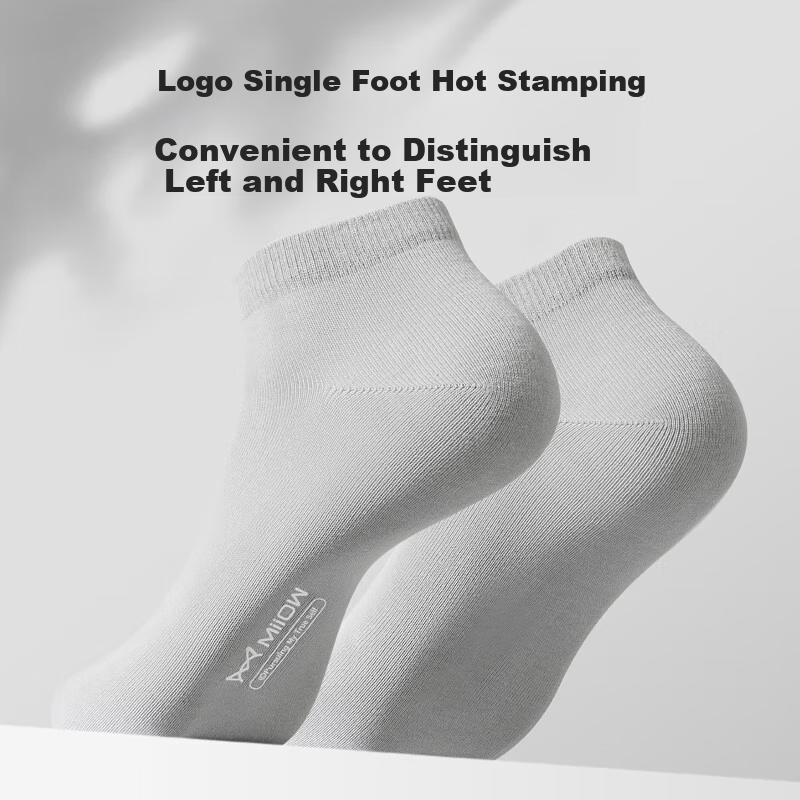 MIIOW [100% Pure Cotton Socks 6 Pairs] Men's Socks Autumn Season Deodorant Short Socks Sweat-Absorbing Athletic Seamless Men's Socks