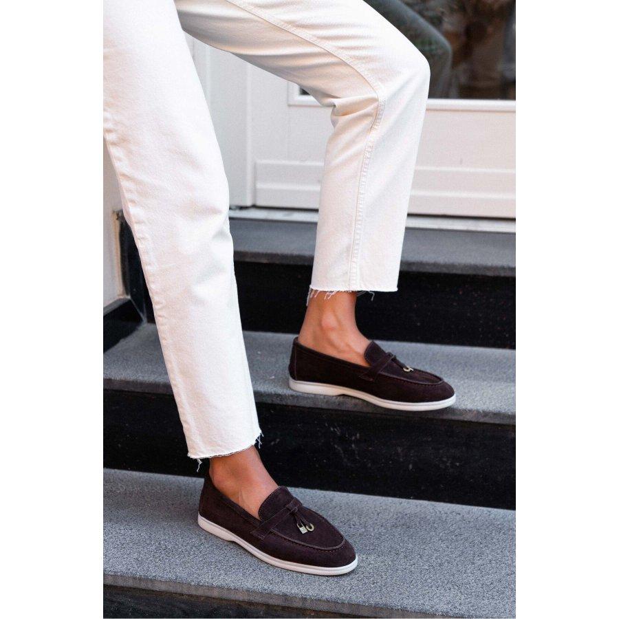 Mocasini de dama din piele intoarsa autentica