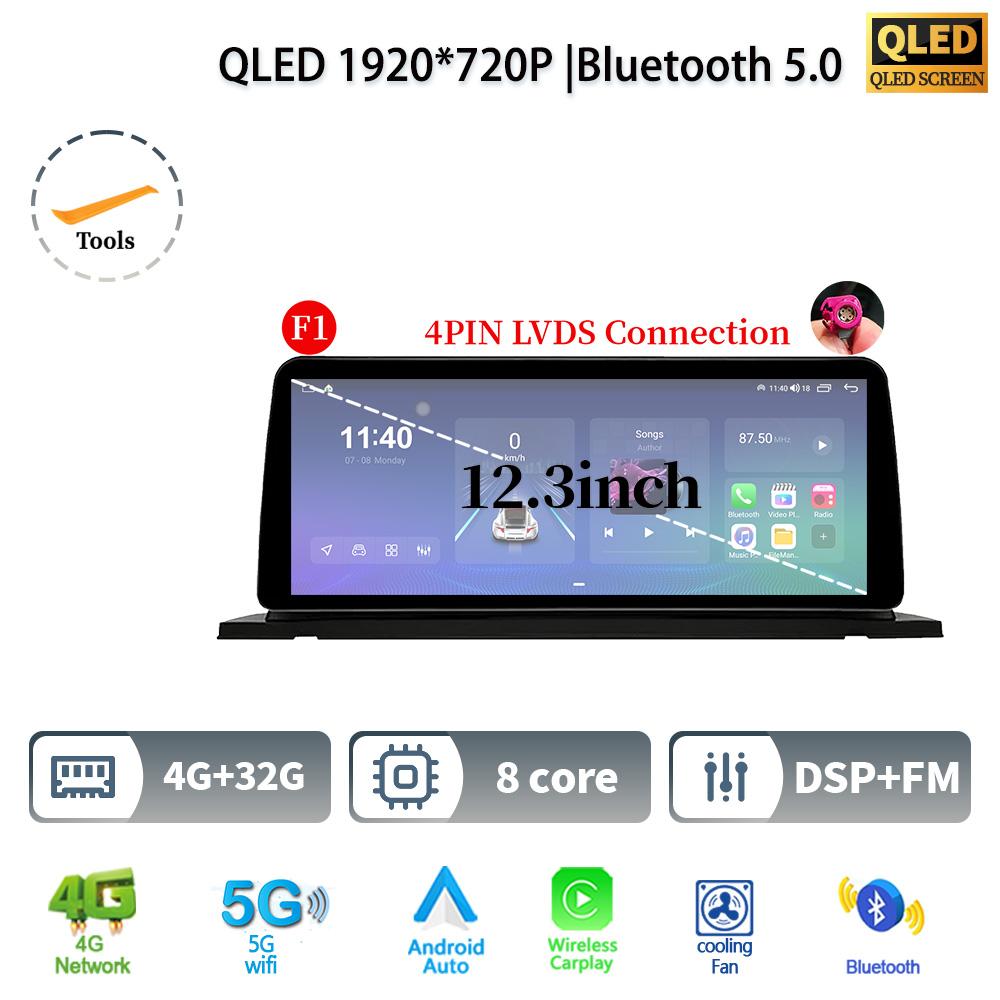 12.3" For BMW 5 Series F07 GT 2011-2017 Android 14 Car Radio Multimedia Stereo 4G GPS Navigation WIFI Wireless BT CarPlay Screen