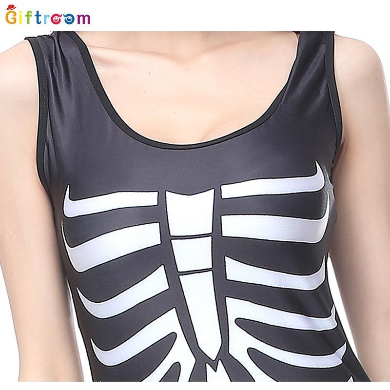 Plus Size Costume Halloween Adult Clothing Female Skull Skeleton Bodysuit Party Show Costume