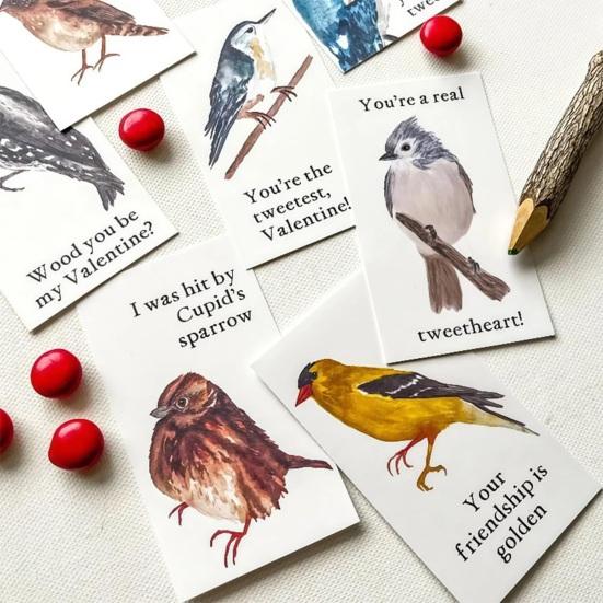 8 st Fågel Alla hjärtans dag-kort Söta Hälsningskort med Fågeltema för Fågelfantaster Unika Fågelpar-kort Jubileum Alla hjärtans dag-present till Honom Hennes