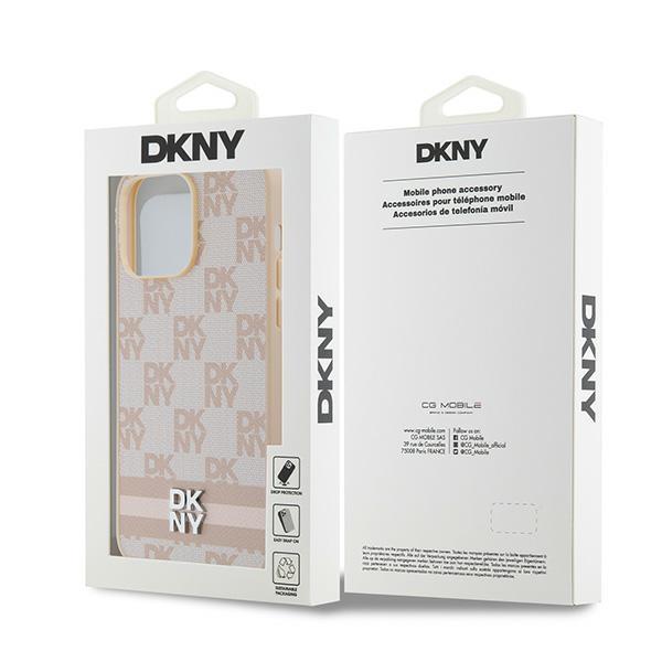 Dkny Dkhcp14Xpcptssp Iphone 14 Pro Max6.7 Różowy/Pink Twarde Etui Skórzana Kratka Wzór Mono I Drukowane Paski