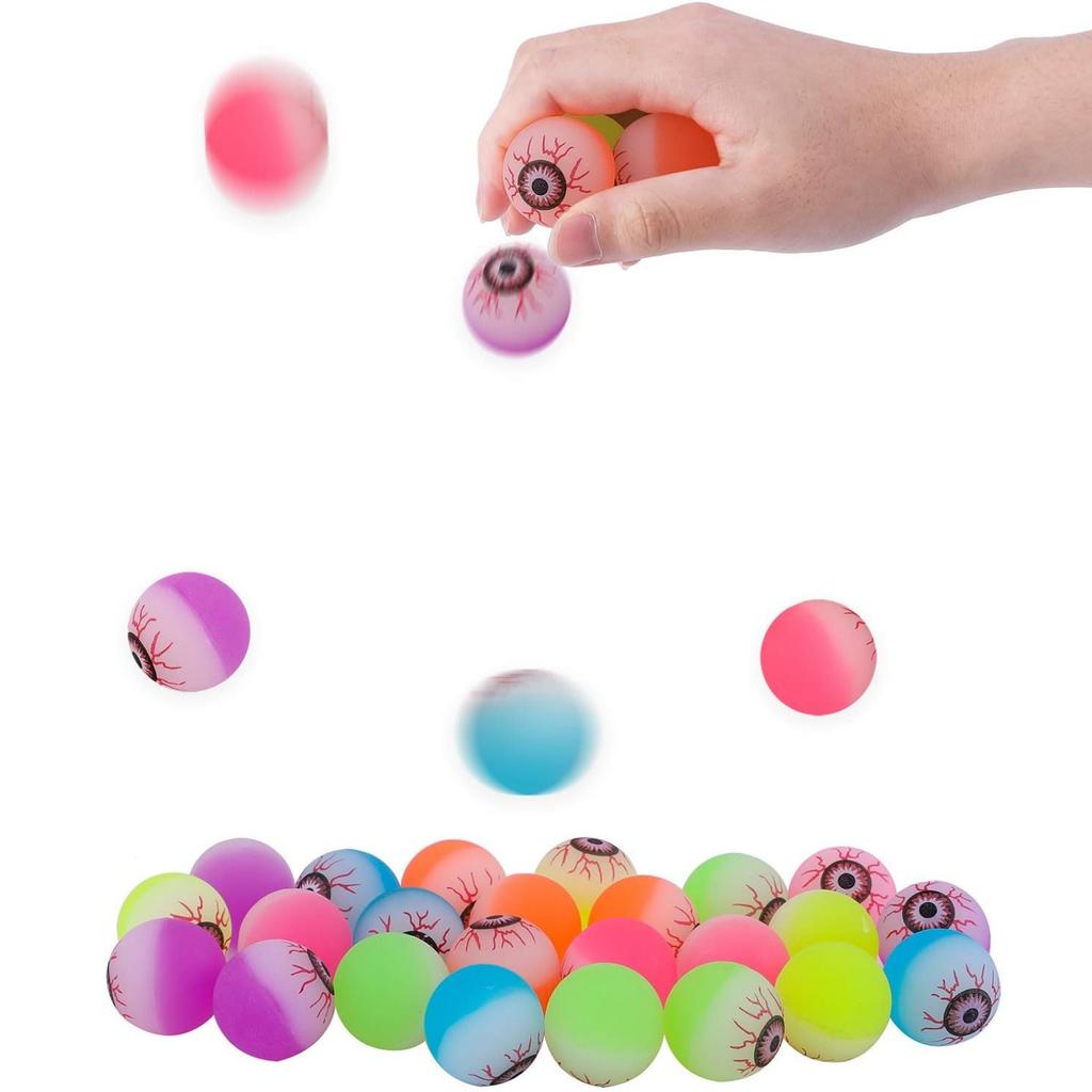 20Pcs Halloween Glowing Eyeballs Funny Bouncy Eyeballs Scary Eye Balls Toys For Kids Halloween Glowing Party Props 32Mm
