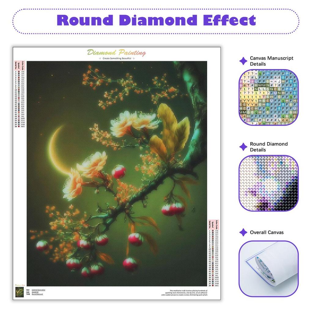 5D DIY Diamond Painting Landscape Flower Moon Diamond Embroidery Cross Stitch Rhinestones Mosaic Handmade Gift 30x40cm/12x16inch