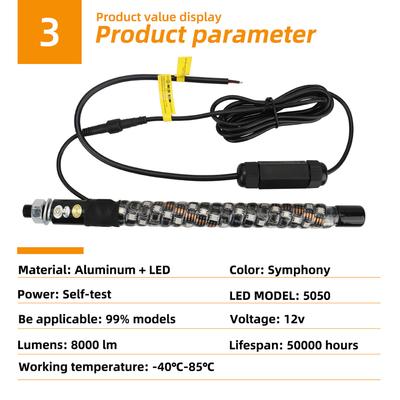 Lámpara de mástil de bandera LED RGB de 30/60/90 cm para UTV Jeep Off-road ATV Camión Luz Ambiental Automática de 1 pie con Mando a Distancia Luz de Bandera Impermeable