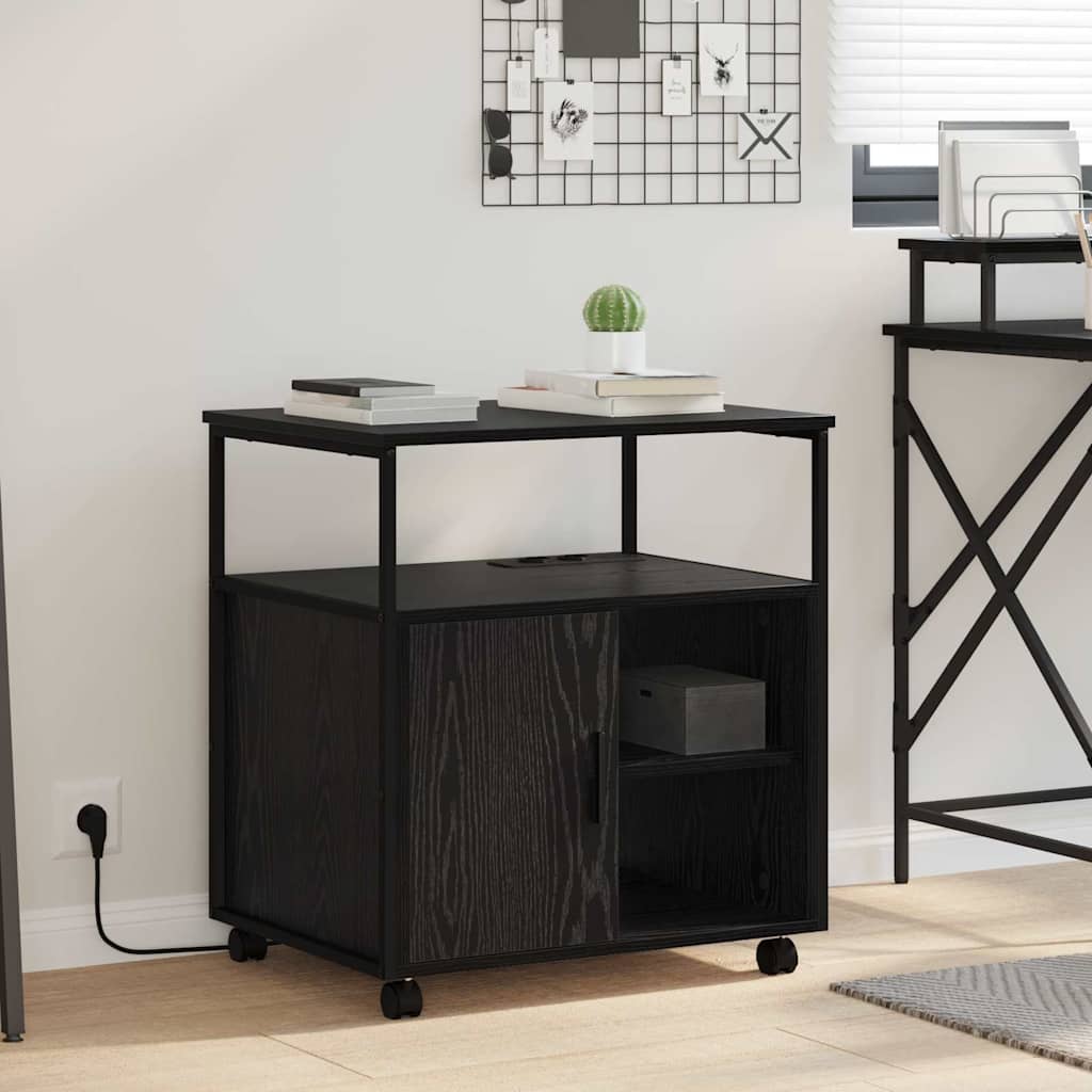 Cabinet with Charging Station Black Oak Effect 61 x 46 x 67 cm