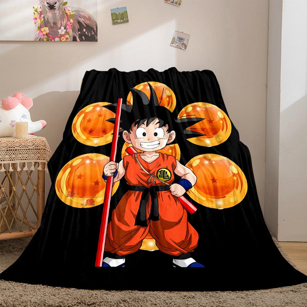 1pz Coperta in Flanella con Stampa Son Goku, Alta Qualità per Tutte le Stagioni, Decorazione per la Casa, Calore e Comfort, Perfetta per Regali di Natale