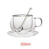 150/300ml Heat Double-layer Glass Cup Transparent with Handle Resistant Coffee Cup & Saucer Milk Juice Water Cup Festival Gift