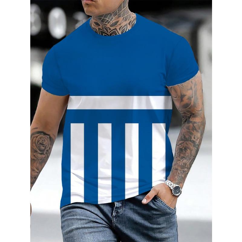 Letní tričko s krátkým rukávem a kulatým výstřihem s 3D digitálním potiskem Pánské