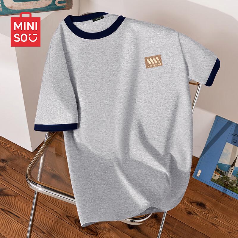 

MINISO Men s Trendy Contrast Color Short Sleeve T-Shirt XL