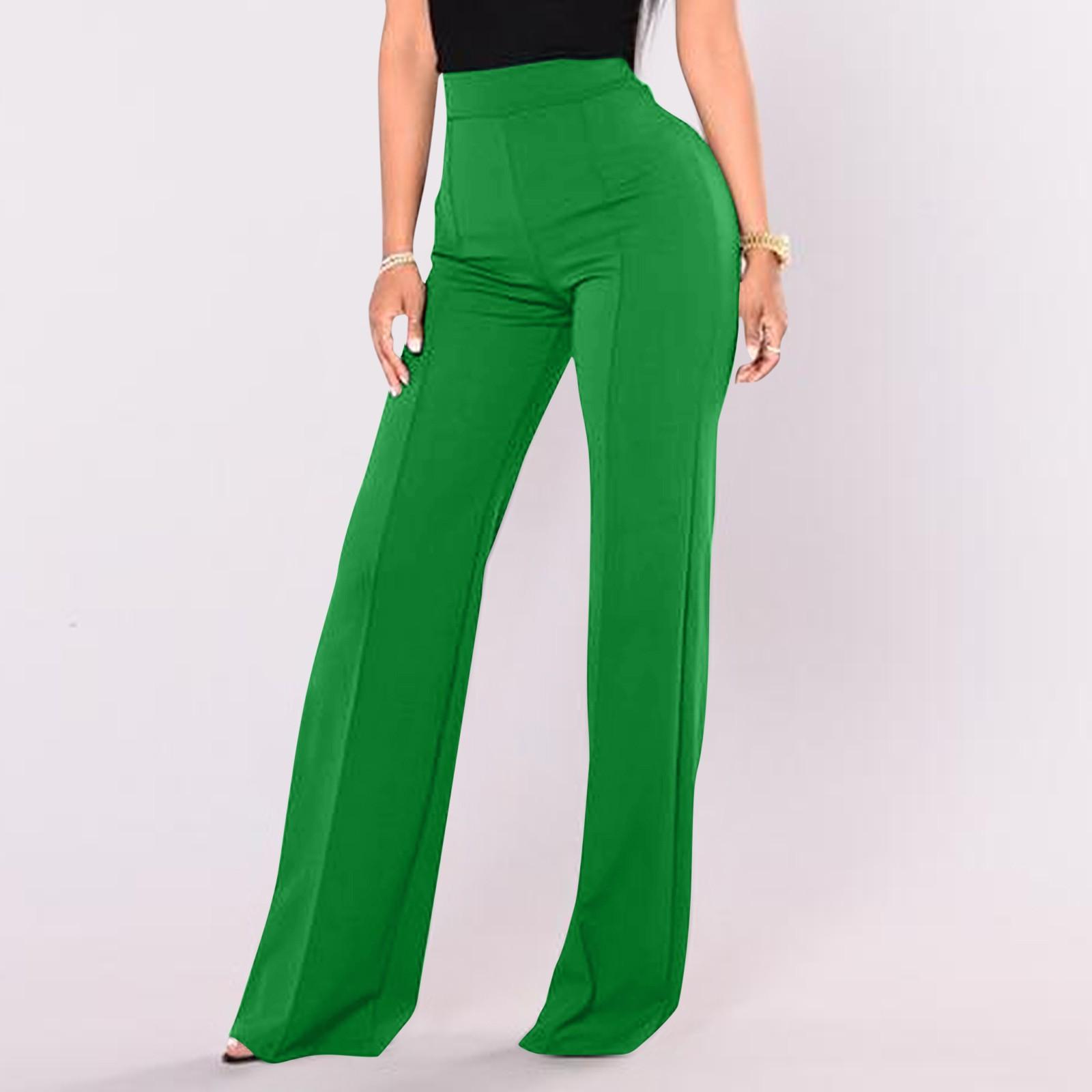 

Women s Dress Pants Bootcut Baggy Straight Elegant Street Business Micro-elastic Full Length Breathability Colored S зелёный