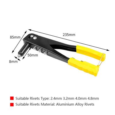 Rivet Gun Kit Heavy Duty Single Hand Manual Riveter with 4 Interchangeable Heads 3 32 Inch 1 8 Inhc 5 32 Inch 3 16 Inch