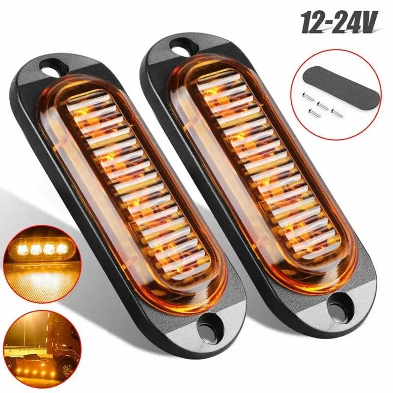2pcs Yellow LED Side Marker Clearance Light Orange Lamp Indicator 12V-24V Truck Trailer Caravans Replacement Accessories