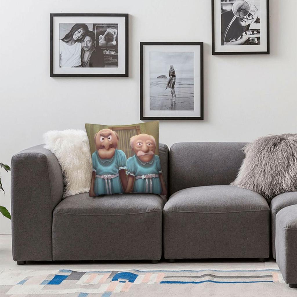 Muppet Maniac Statler Waldorf Grady Twins Square Pillowcase Polyester Linen Velvet Pattern Pillow Case Sofa Seater Cushion Cover