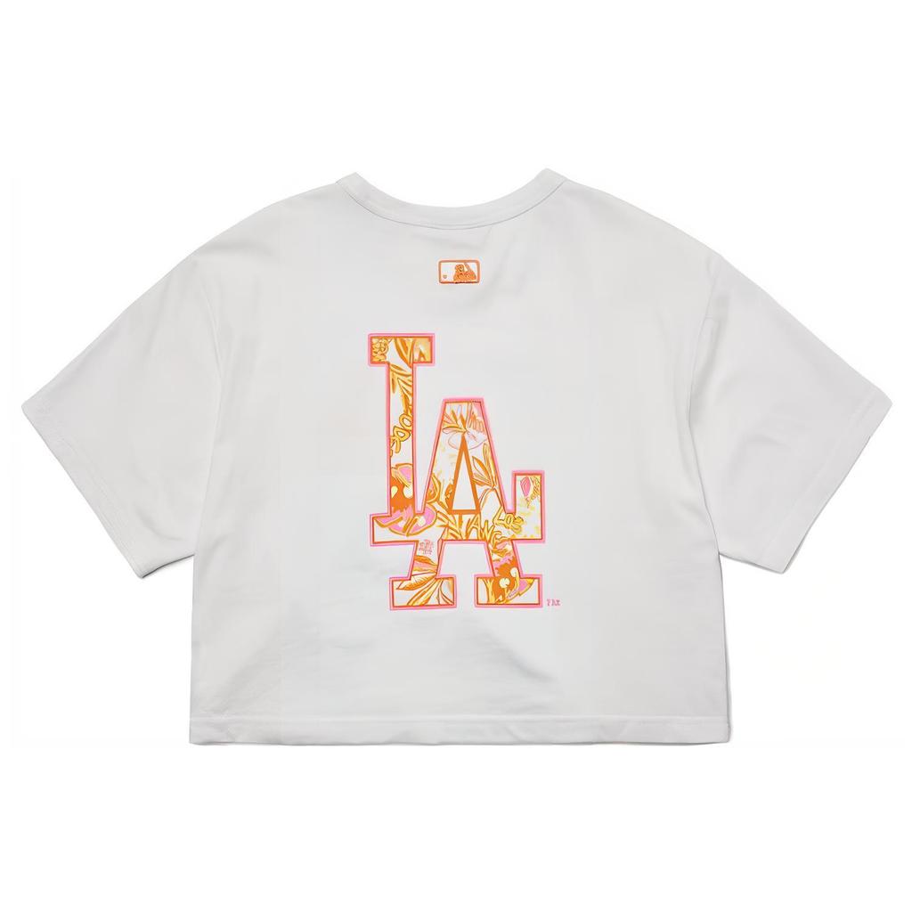 New MLB Base Logo Crop Tops Women's White 3FTS42023-07WHS