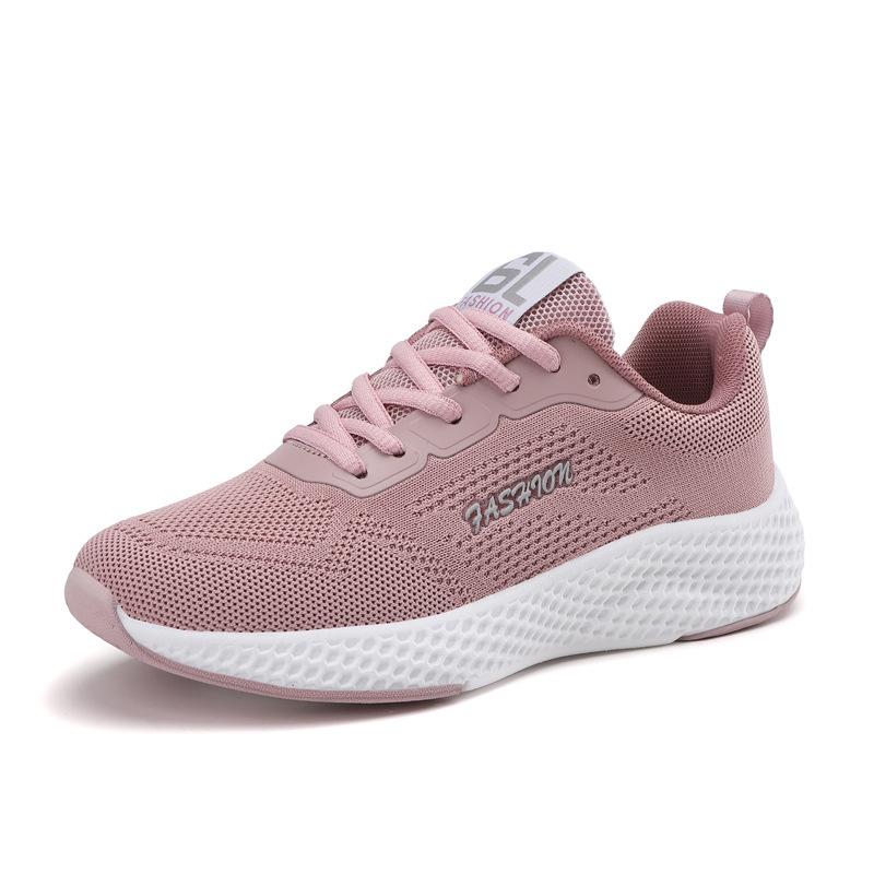 Large Size Women'S Shoes Four Seasons Soft-Soled Casual Shoes Running Trendy Shoes Sports Fly-Woven Breathable Sneakers