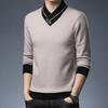 Pierre Cardin Men's Thickened Knit Pullover – Casual Autumn/Winter Long-Sleeved Sweater for Middle-Aged Men