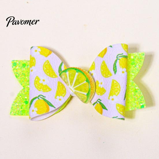 Girls Hair Accessories for Summer Cute Fruit Bow Clip, Artificial Leather Clips, Decorative Pins with Clips Matching Outfits